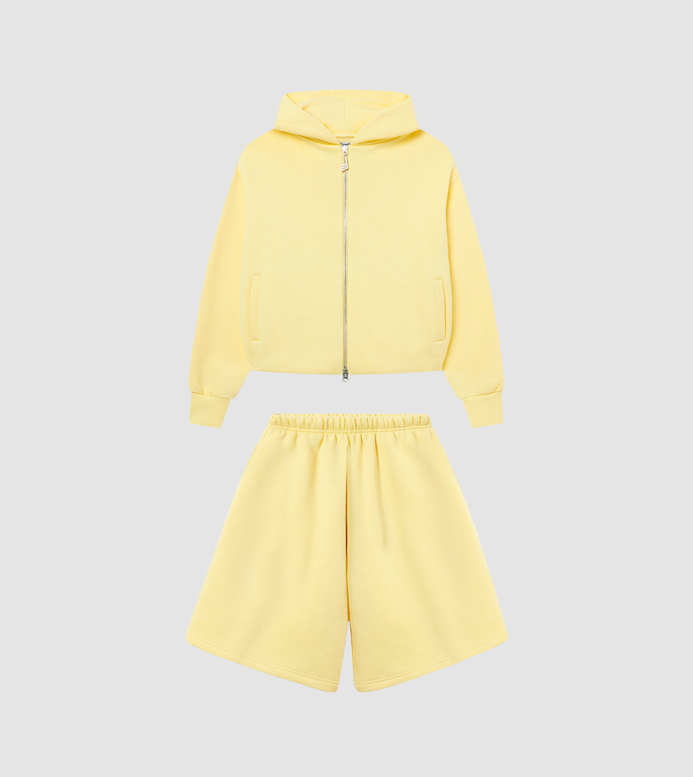 Zip Hoodie Shorts Tracksuit Butter