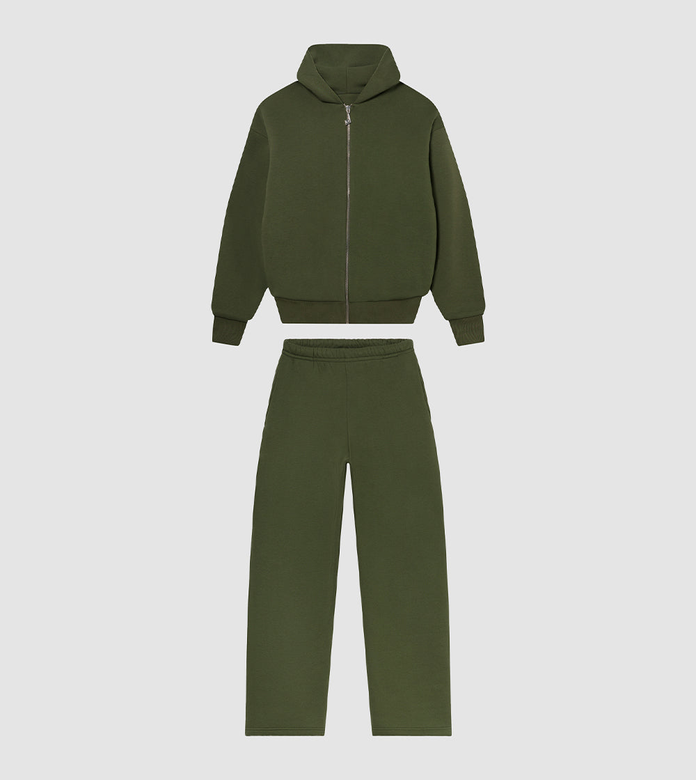 Zip Hoodie Tracksuit Olive