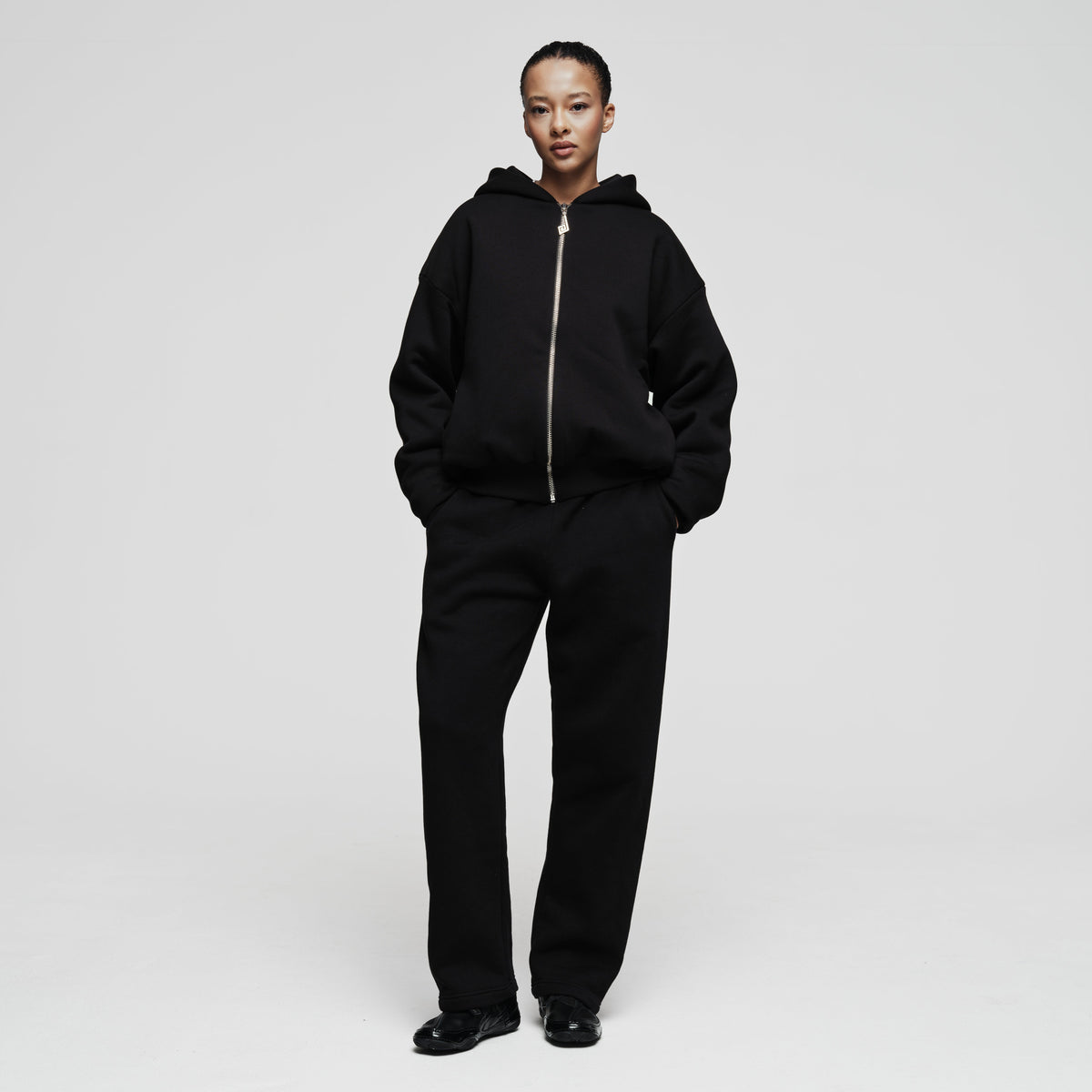 Zip Hoodie Tracksuit Black
