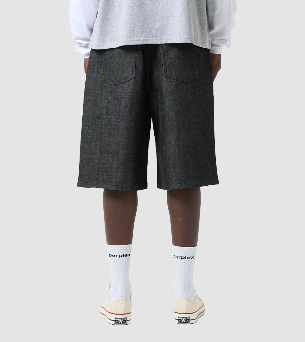 Japanese Raw Denim Shorts Black
