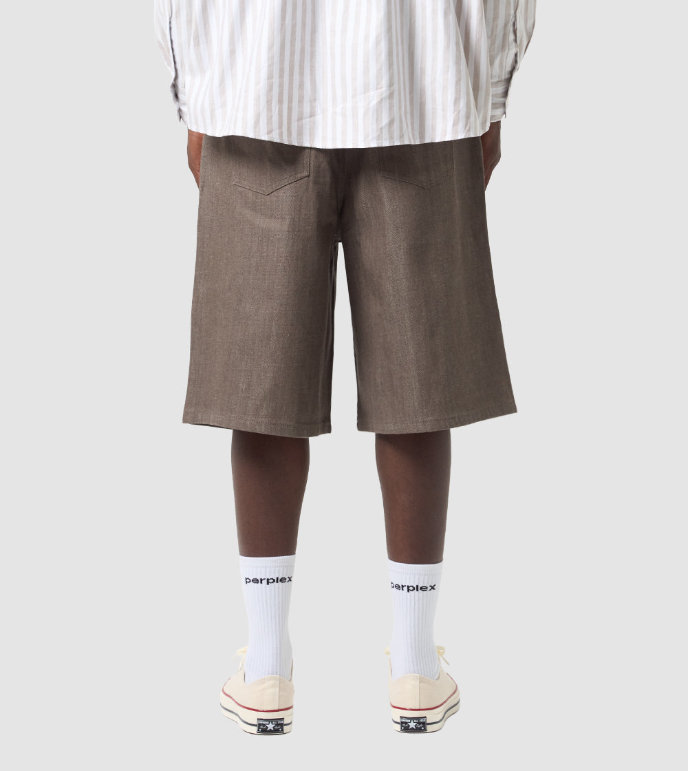 Japanese Raw Denim Shorts Brown