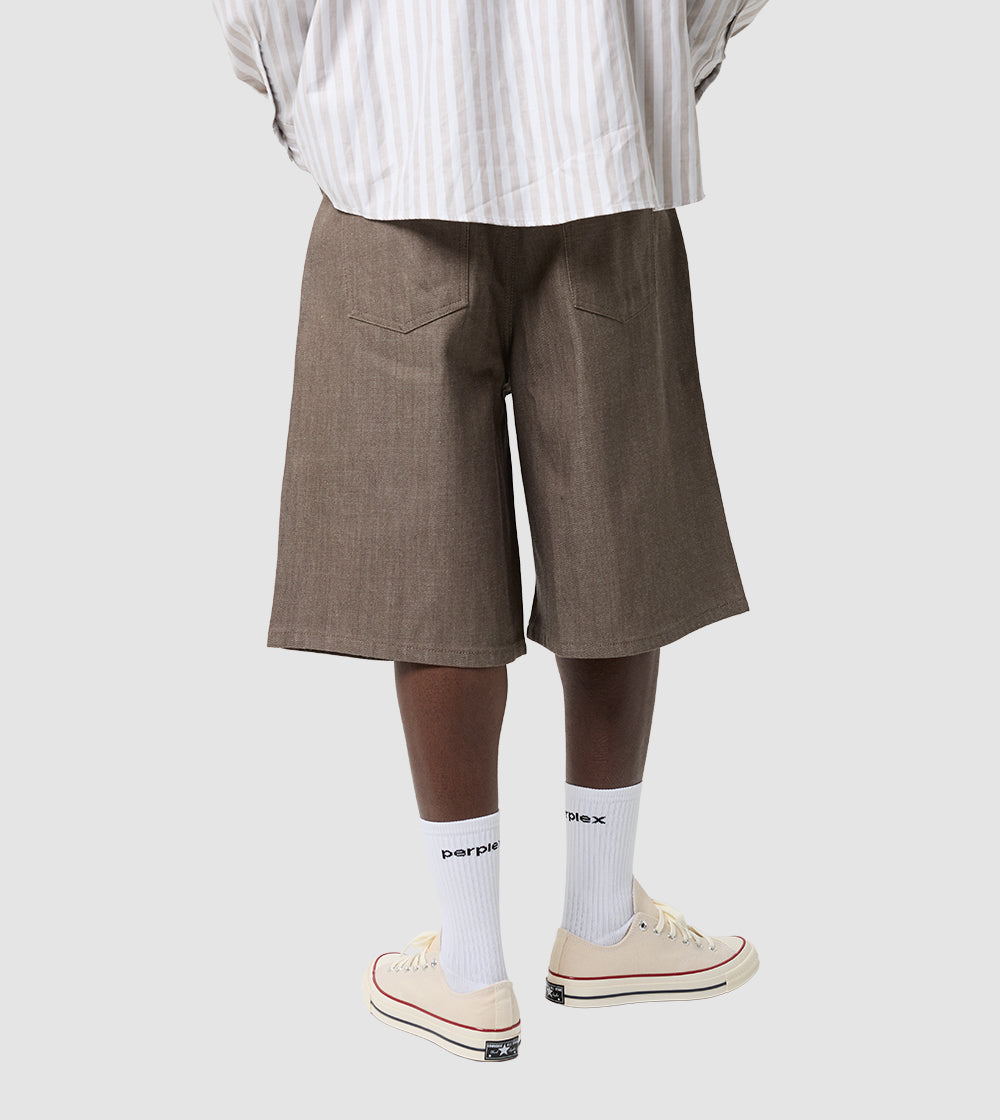 Japanese Raw Denim Shorts Brown