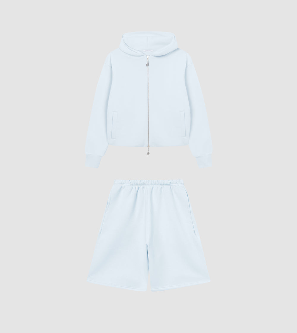 Zip Hoodie Shorts Tracksuit Ice