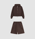Zip Hoodie Shorts Tracksuit Mocca